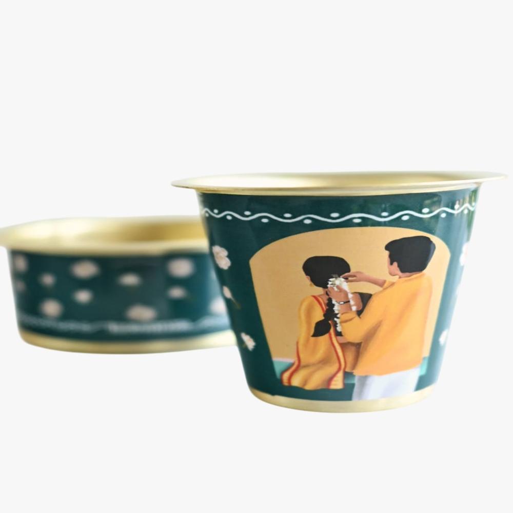 Flower Printed Dabara Set - Capacity: 200 Milliliter (Ml)