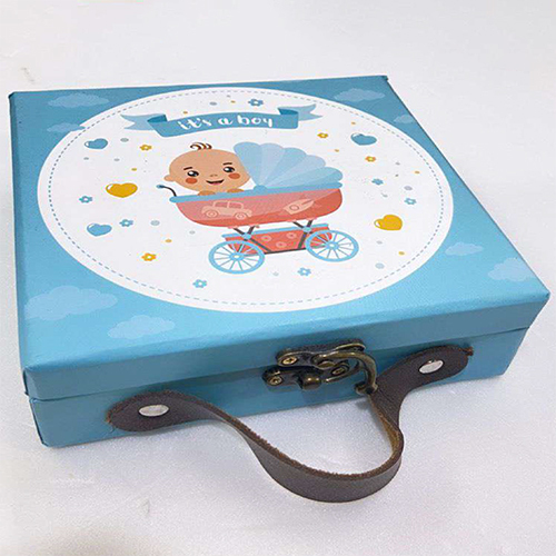 6X6X2 Inch 9 Cavity Trunk Boy Box - Color: Blue