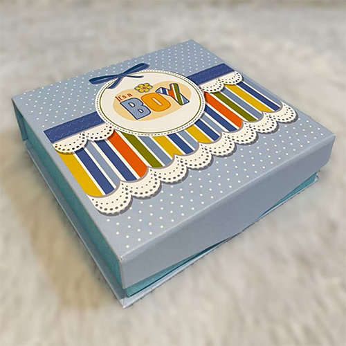 6X6X1.5 Inch Baby Boy Box - Color: Blue