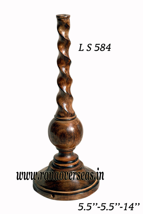 Wooden Lamp Base - Polished Wood, 5.5 x 5.5 x 14 Inch | Customized Colors, Carved Antique Imitation Style, Folk Art, Nautical Theme for Home and Wedding Decoration