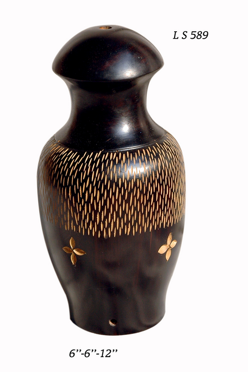 Wooden Lamp Base - 6 x 6 x 12 Inch, Polished Wood Finish, Antique Imitation Design, Folk Art Style, Nautical Theme, Customized Color & Packaging