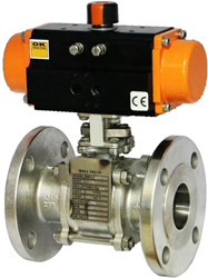 Pneumatic Ball Valve - Color: Silver & Black