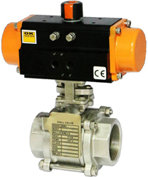 Pneumatic Ball Valve - Color: Silver & Black