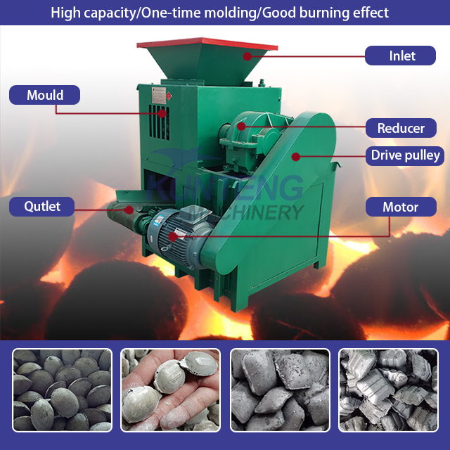 Charcoal Powder Briquette Machinee Hydraulic Barbecue Charcoal Pressing Forming Machine Coal Powder Ball Coal Briquette Machine - Briquette Size: Customized