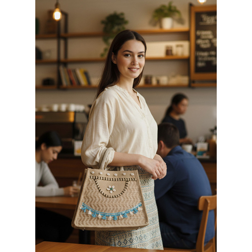 Jute Hand Bag - Color: Beige