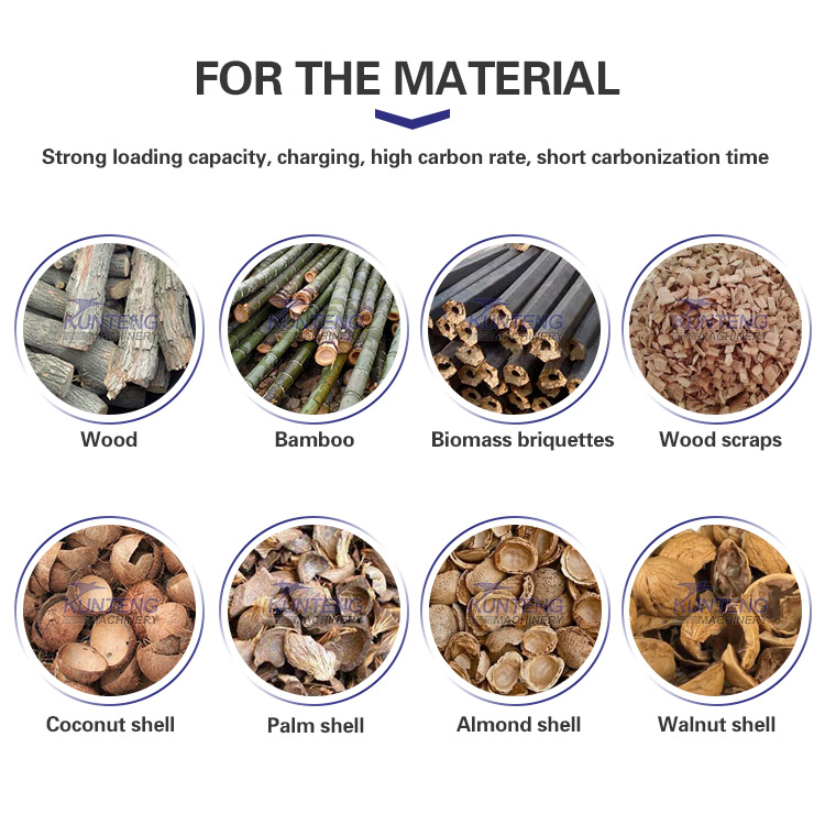 Large capacity wood carbonization furnace bamboo carbonization equipment horizontal carbonization furnace sawwood stick carbonization furnace