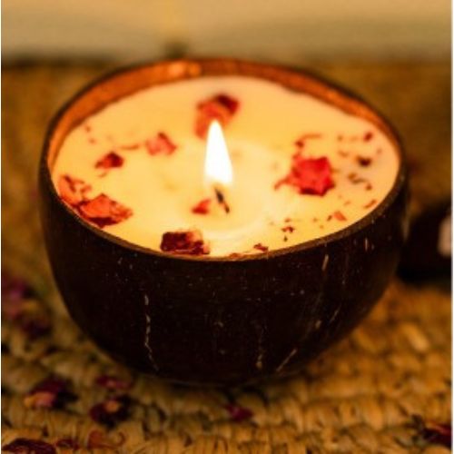 Candles (Glossy Finish) Oval Candle Rose Toppings - Spice Toppings - Coffee Toppings - (100ml Soy Wax)