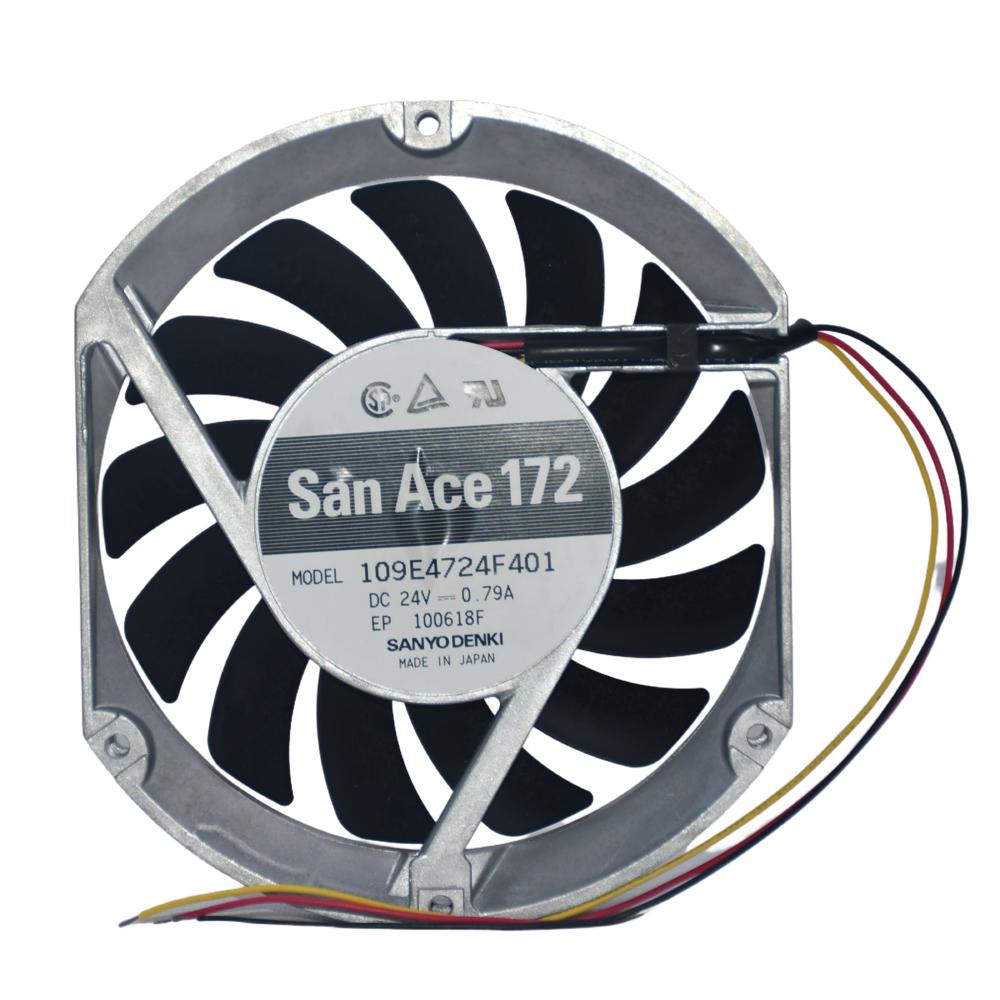 SANACE 109E4724F401 24V DC 0.79A 17251mm Plastic Blades Aluminum Ball Bearing Electric Cooling Fan