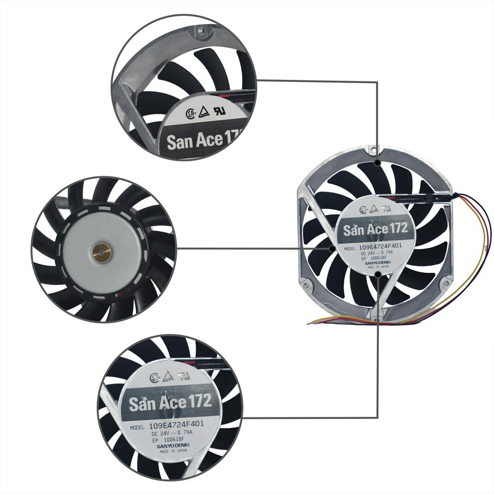 SANACE 109E4724F401 24V DC 0.79A 17251mm Plastic Blades Aluminum Ball Bearing Electric Cooling Fan