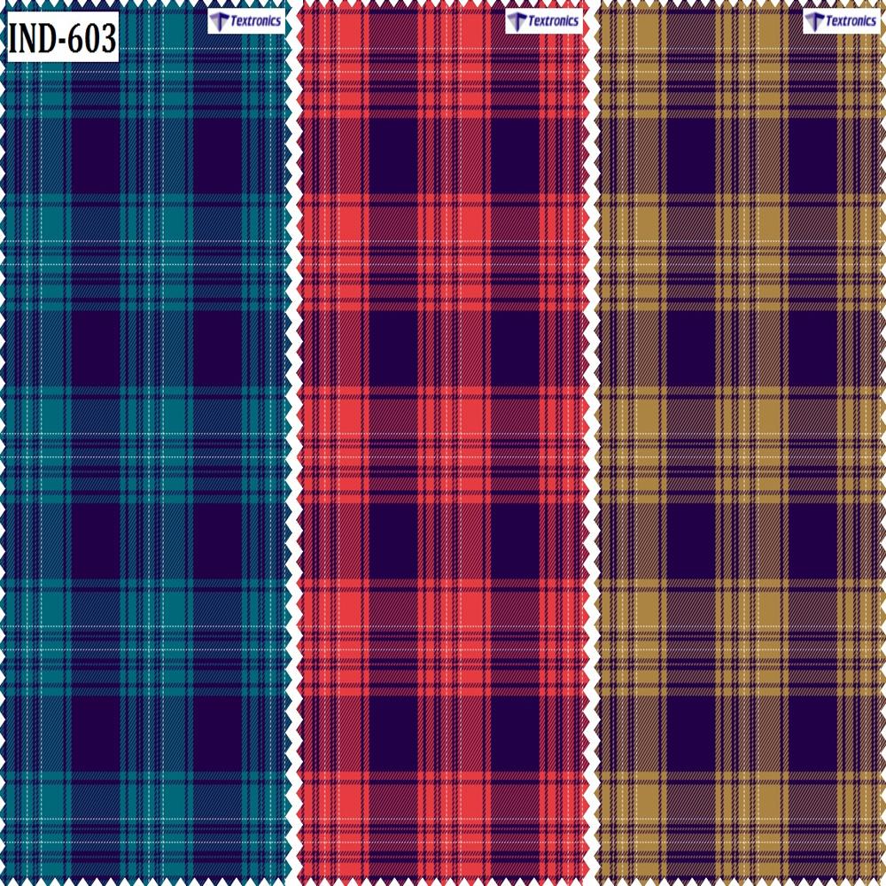 Cotton Indigo Check Fabrics - Attributes: Washable