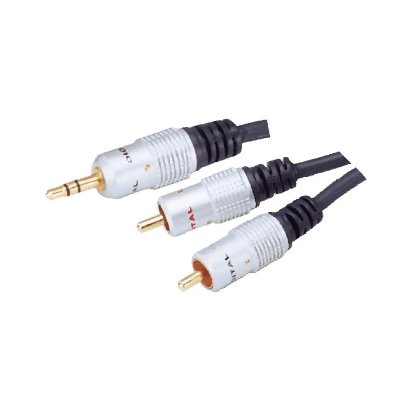 Mx Stereo To Rca Plug Cord (Gold Plated Tip) - Color: Black