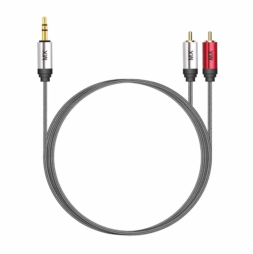 MX Stereo to RCA Copper Digital Audio Coaxial Cable Male to RCA Male Audio Auxiliary Stereo Y Splitter Cable
