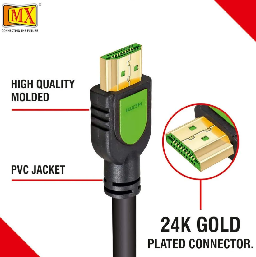 Mx Hdmi Male To Hdmi Male Cord Pin High Speed Hdmi Cable Supports , Turn For Tv, Laptop, Pc, Monitor & Projector (black) - Mx4050 - Color: Black