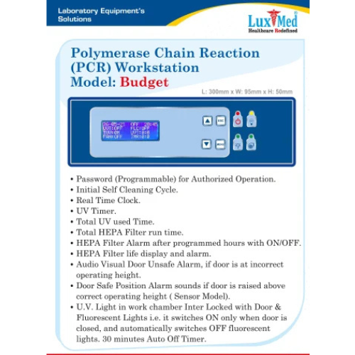 Polymerase Chain Reaction (Pcr) Workstation Model: Budget - Dimension (L*W*H): 30*9.5*50 Centimeter (Cm)