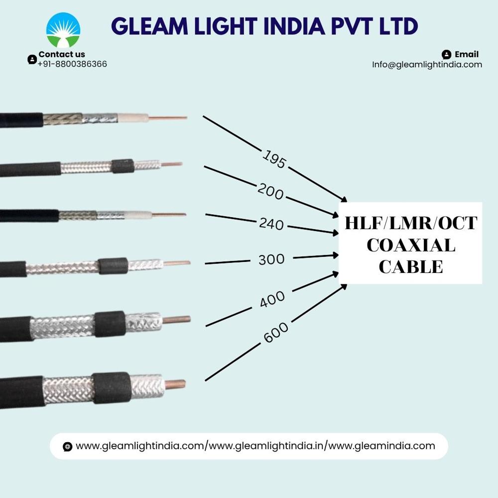 Gleam Light India Lmr 300 Cable - 50 Ohm, 500 Mtr Length, White Fpe Insulation, Bonded Aluminum Foil | Indoor/outdoor Usage, Round Solid Copper Conductor, Silver Connectors