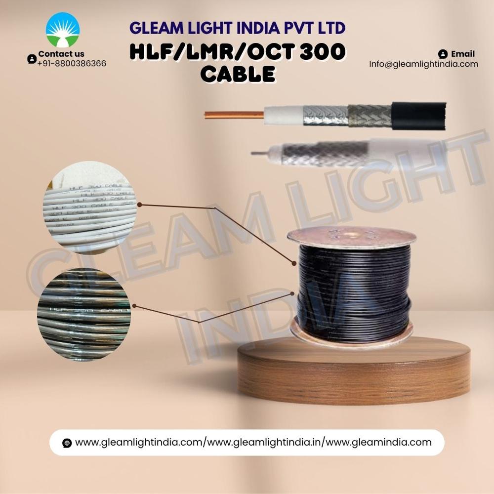 Gleam Light India Lmr 300 Cable - 50 Ohm, 500 Mtr Length, White Fpe Insulation, Bonded Aluminum Foil | Indoor/outdoor Usage, Round Solid Copper Conductor, Silver Connectors