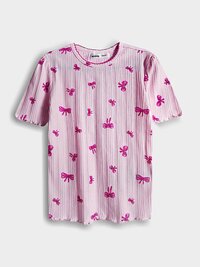 Girls Drop Needle Short Sleeve Top
