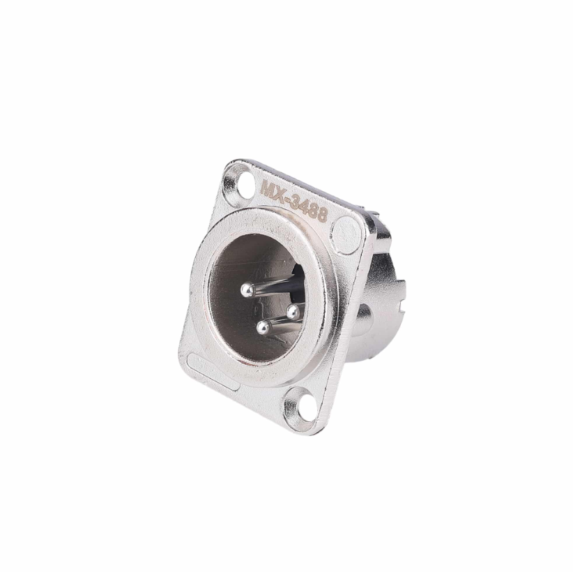Mx 3pin Mic Male Connector Xlr Panel Mounting -mx3488 - Color: Silver