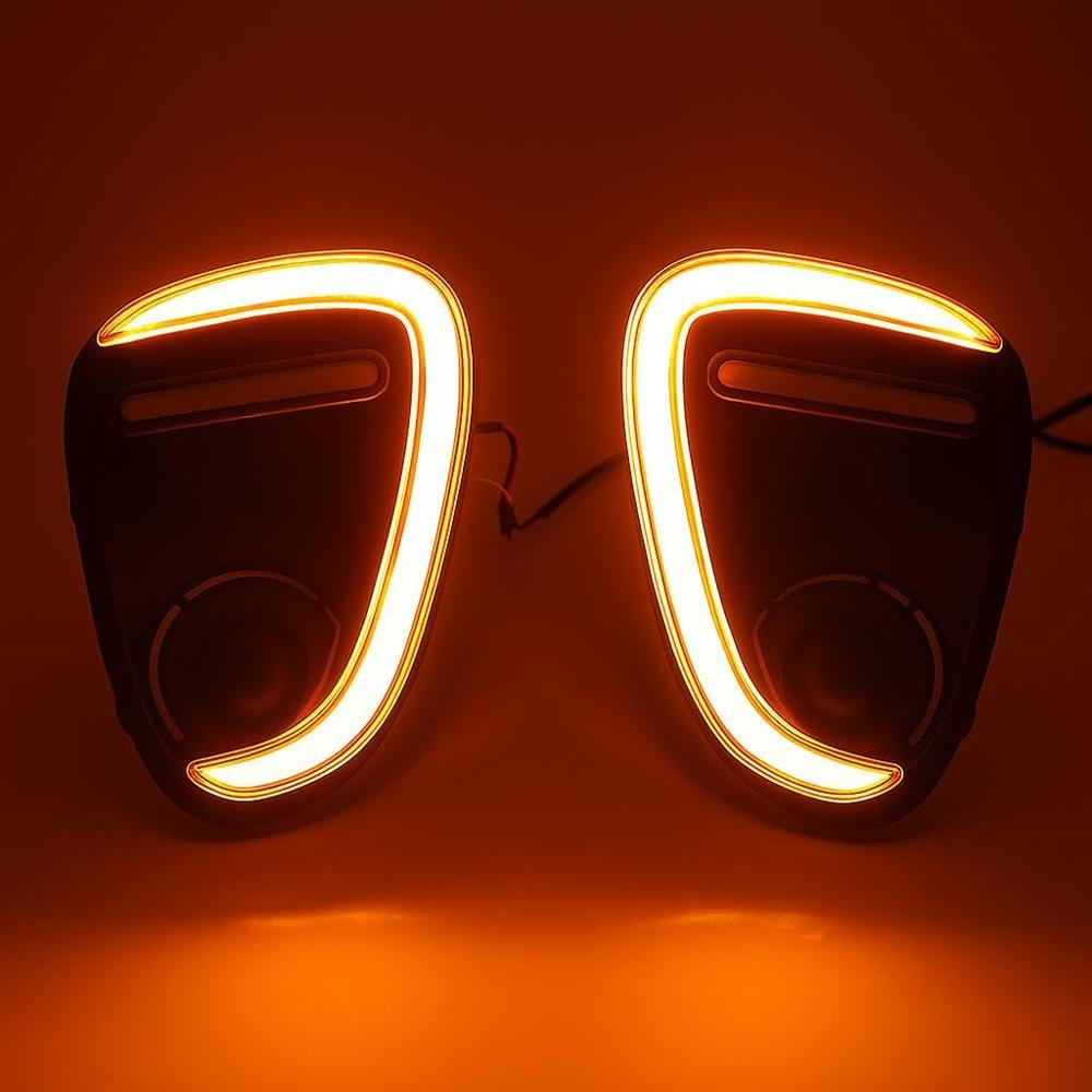 K D Drl Led Fog Lamp Cover With Turn Signal Indicator For Maruti Suzuki Baleno, Dual Color White And Yellow, 2018-2022 Model Compatible - Body Material: Plastic