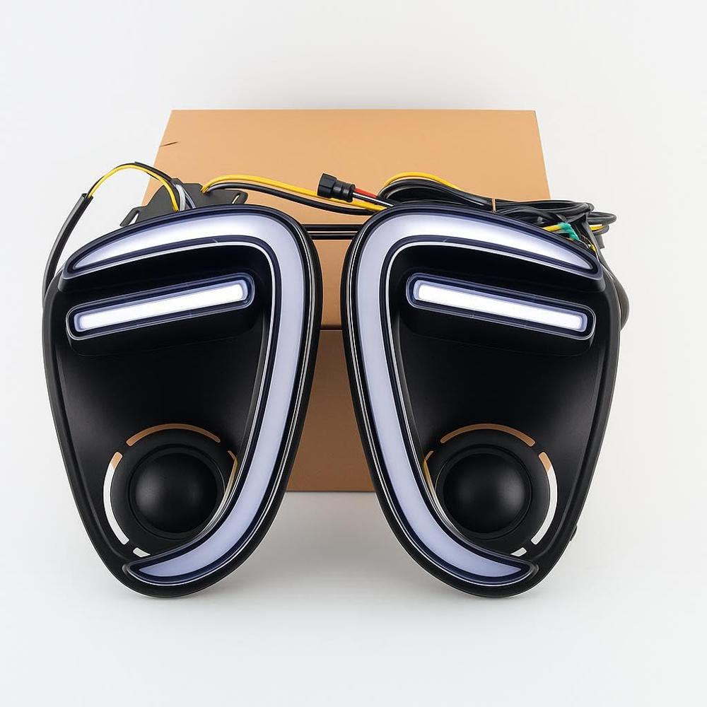 K D Drl Led Fog Lamp Cover With Turn Signal Indicator For Maruti Suzuki Baleno, Dual Color White And Yellow, 2018-2022 Model Compatible - Body Material: Plastic