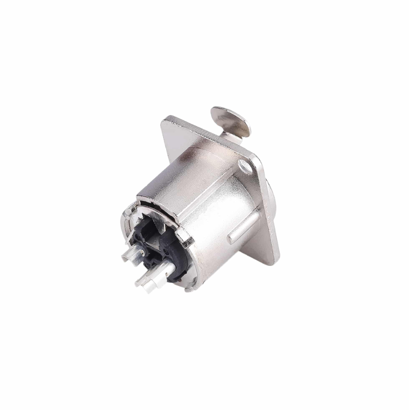 Mx 3Pin Mic Female Connector Xlr Panel Mounting - Color: Silver
