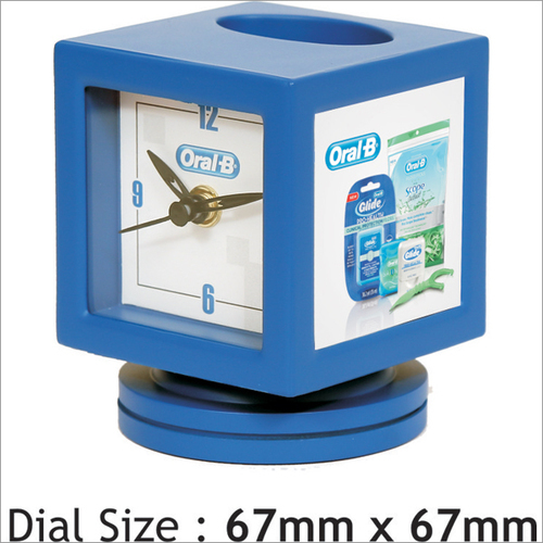 Table Clock With Pencil Holder - Color: Blue