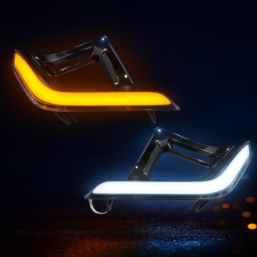 K D Led DRL Compatible for MAGNITE 2021 with Indicator(Set of 2) with wirings, with Chrome