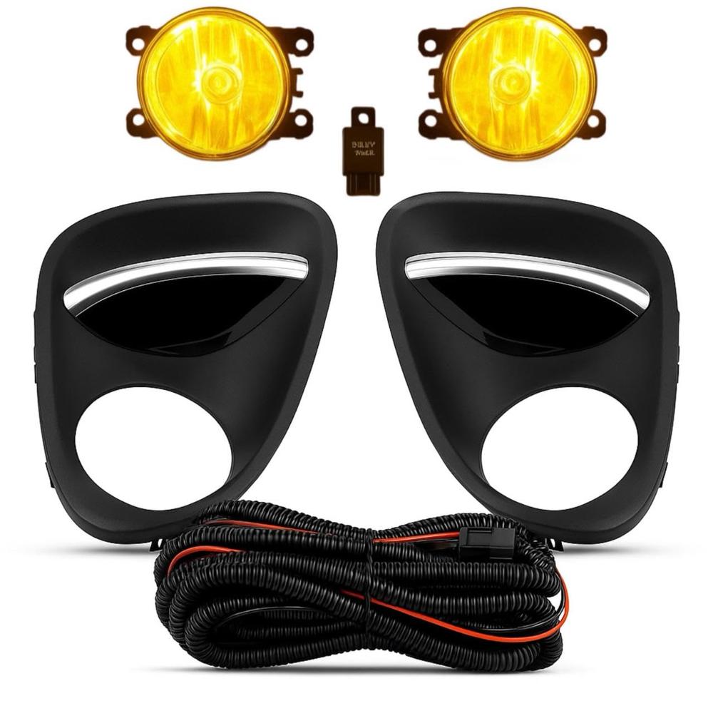 K D Fog Lamp Set For Maruti Baleno, Halogen Yellow, Complete Kit With Wiring And Bezels, Compatible With 2018-2022 Models, Pair - Body Material: Plastic