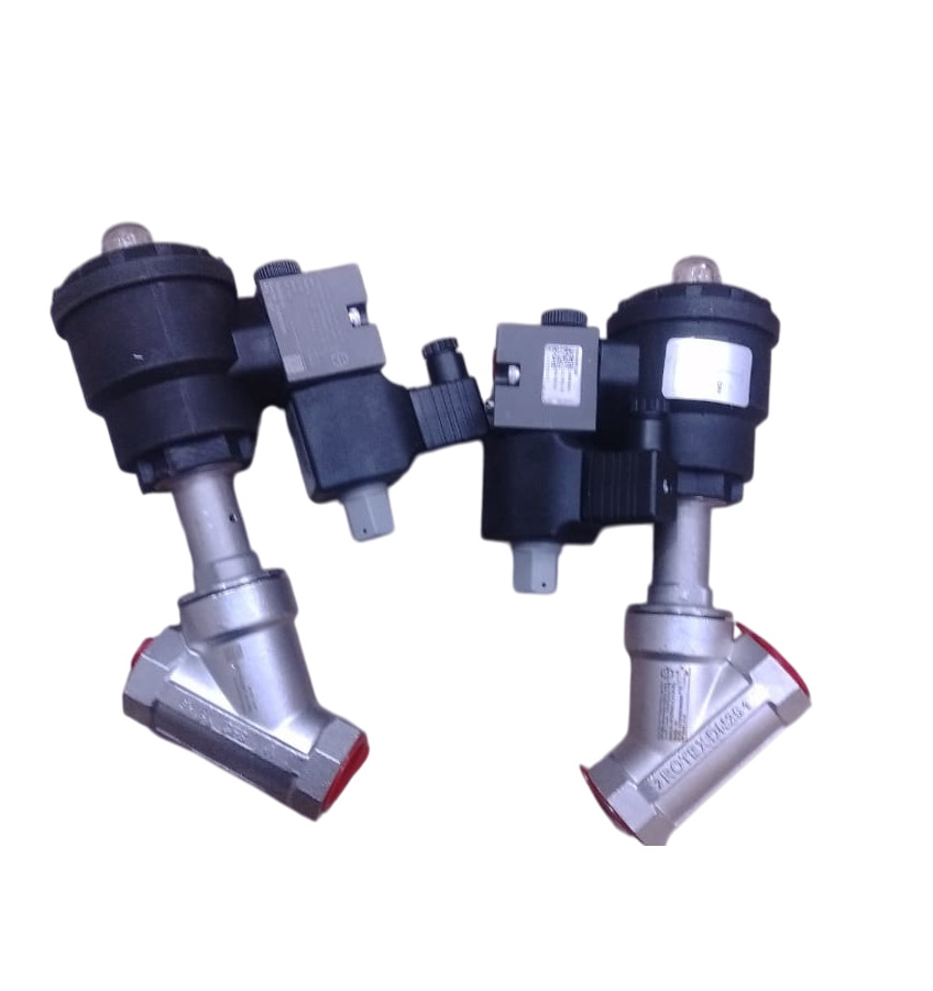 Pneumatic Angle Seat Valve - Color: Silver And Black