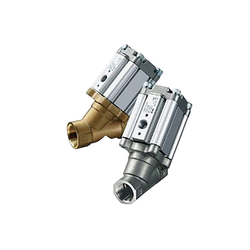 Pneumatic Actuated Angle Sheet Valve - Color: Silver
