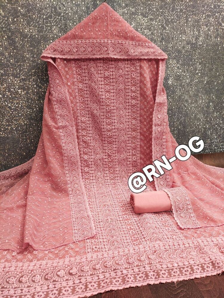 Georgette Suit Material With Dupatta - Color: Pink