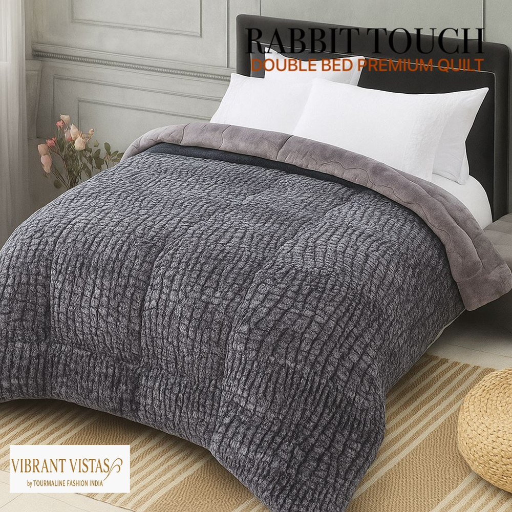 RABBIT TOUCH - LUXURY PREMIUM REVERSIBLE CLOUDY WINTER QUILT/RAJAI