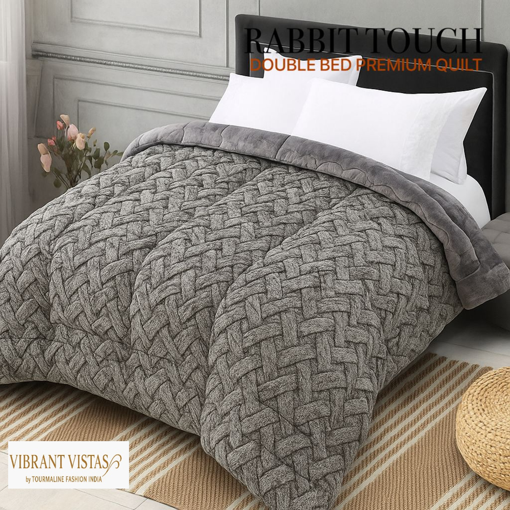 RABBIT TOUCH - LUXURY PREMIUM REVERSIBLE CLOUDY WINTER QUILT/RAJAI
