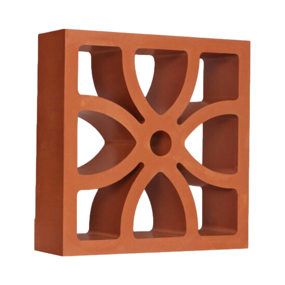 Terracotta Clay Jali - 8 X 8 X 2.5 Inch | Natural Red Finish, Durable High-quality Clay, Perfect For Decorative Elements And Ventilation Points