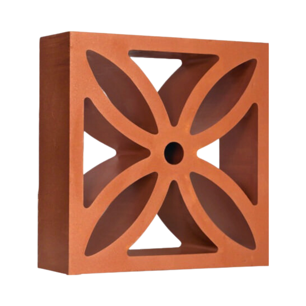 Terracotta Clay Jali - 8 X 8 X 2.5 Inch | Natural Red Finish, Durable High-quality Clay, Perfect For Decorative Elements And Ventilation Points
