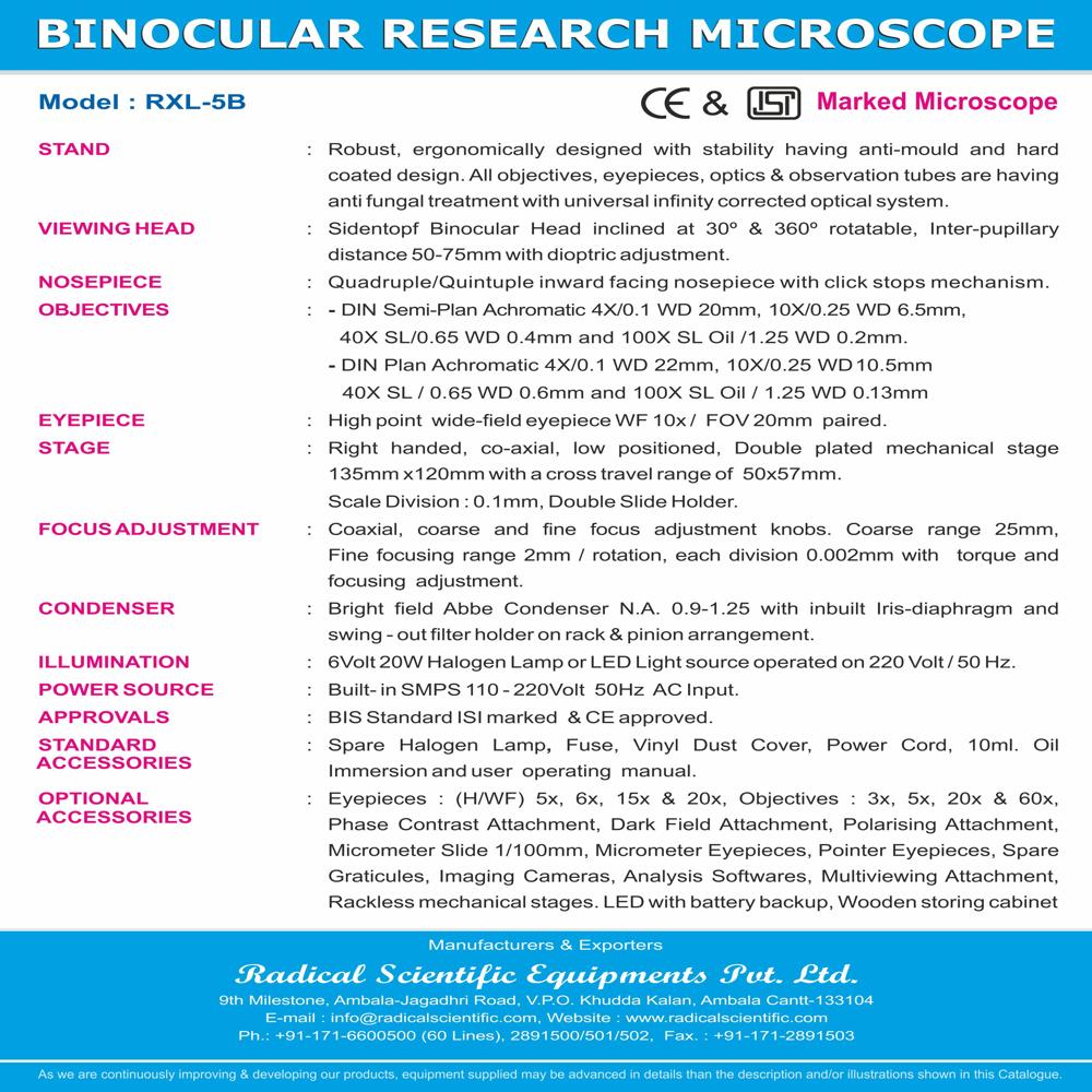 Binocular Research Microscope RXL-5B