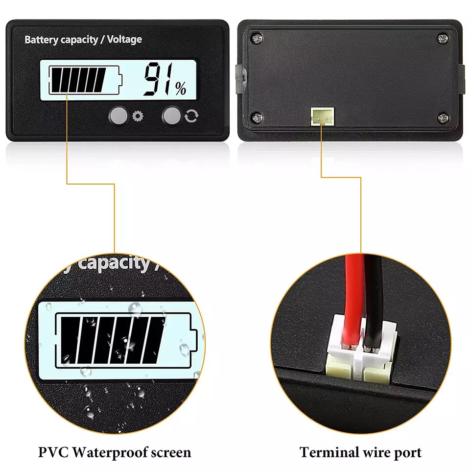 Battery Voltage Meter - Color: Black
