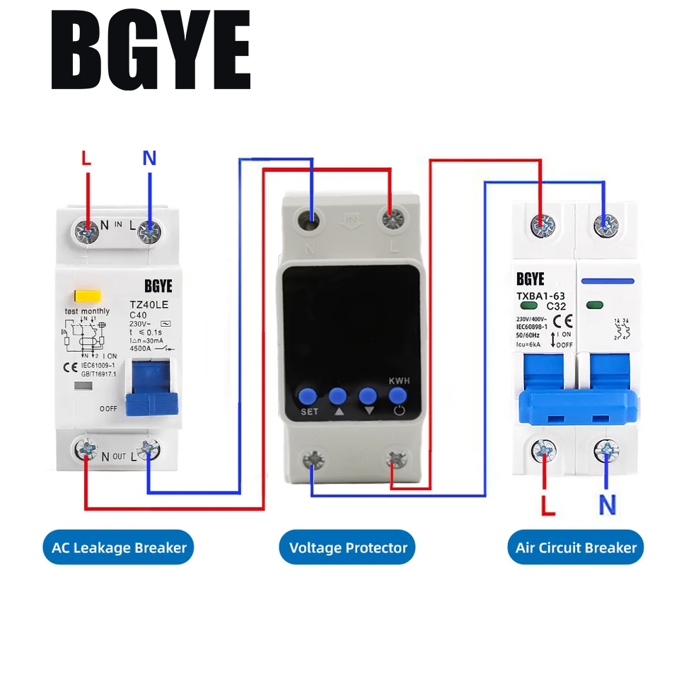220v 63a Single Phase Digital Dual Display Adjustable Voltage Current Protector Device - Features: Premium Quality
