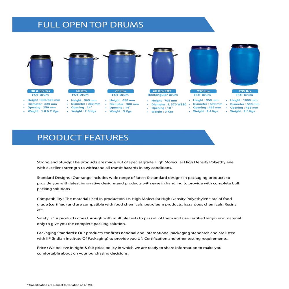 210 Ltrs - 235 Ltrs Open Mouth Drum