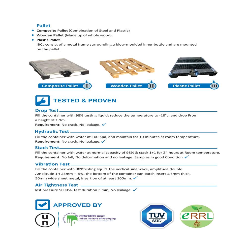 Plastic Pallet Ibc - Capacity: 1000 Ltr (Standard) Ltr