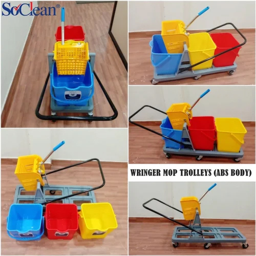 Wringer Mop Trolley - Color: Blue & Red