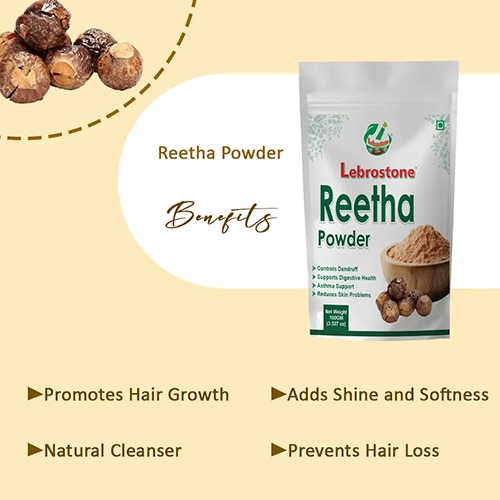 Lebrostone Reetha Powder 100g | Natural Herbal Hair Cleanser For Strong, Shiny & Healthy Hair - Additives: Na