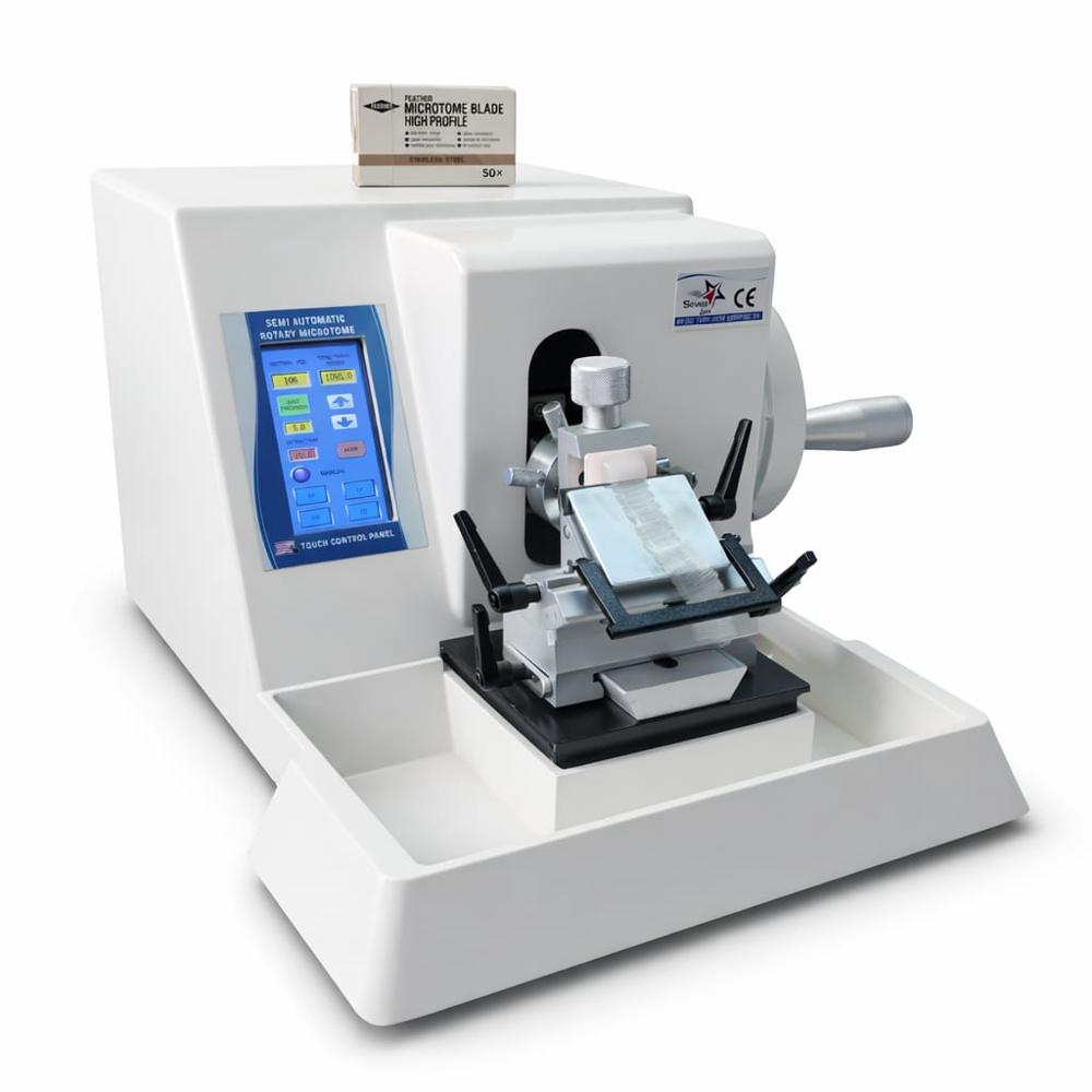 Semi Automatic Rotary Microtome - Color: White
