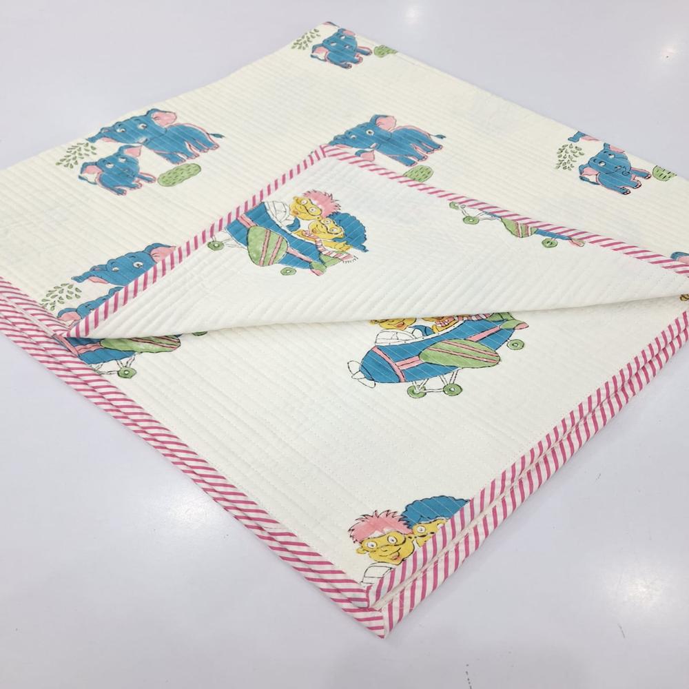 Beautiful Baby Prints Reversible Baby Quilt - Color: Multi