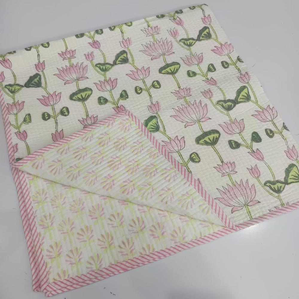 Block Printed Cotton Baby Quilt