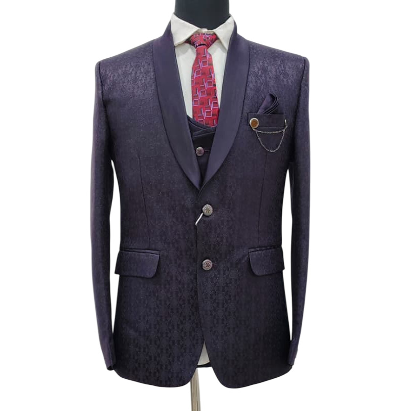 3 Piece Printed Suit - Color: Black