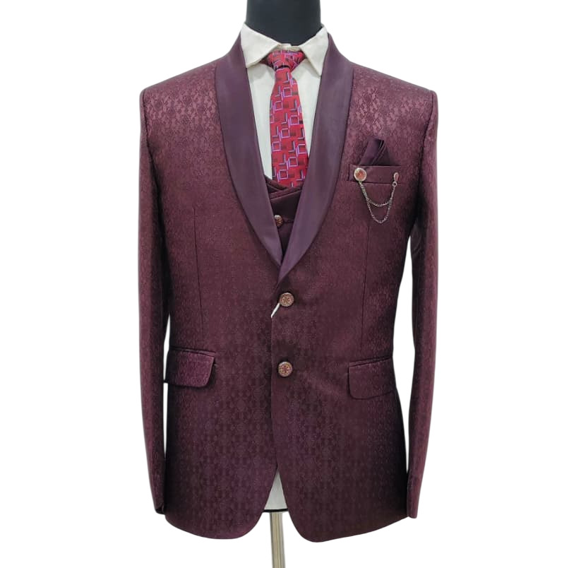 3 Piece Printed Suit - Color: Black