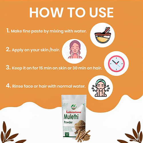 Lebrostone Mulethi Powder | Herbal Face & Hair Pack for Clear Skin and Scalp Health (200 g)