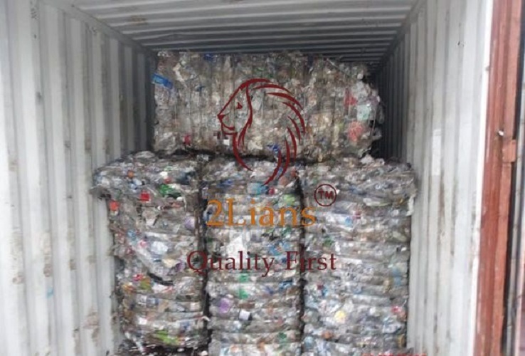PET Bottles on bales scrap