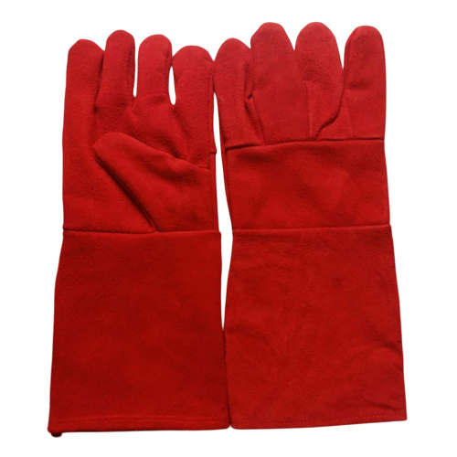 Leather Hand Gloves For Welding - Color: Red